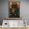 tableau chat japonais salon gris 1.webp