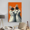 tableau chat lunettes salon beige 1.webp