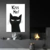 tableau chat mignon salon moderne noir 1.webp