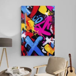 tableau graffiti street art salon beige 1.webp