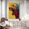 tableau leopard colore salon blanc 1.webp