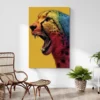 tableau leopard colore salon plante 1.webp