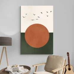 tableau minimaliste soleil salon beige 1.webp