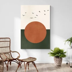 tableau minimaliste soleil salon plante 1.webp