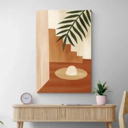 tableau minimaliste terracotta salon bois 1.webp