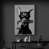 tableau chien noir et blanc bureau noir.webp