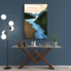tableau paysage riviere mur bleu