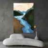 tableau paysage riviere salon moderne gris