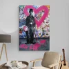 tableau street art Charlie Chaplin salon beige