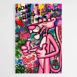 tableau street art panthere rose 1