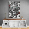tableau tete de leopard salon gris 1.webp