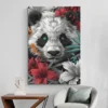 tableau tete de panda mur blanc 1.webp
