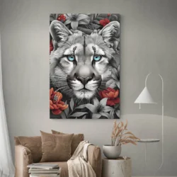 tableau tete de puma salon boheme 1.webp