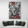 tableau tete de tigre canape blanc 1.webp