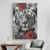 tableau tete de tigre mur blanc 1.webp
