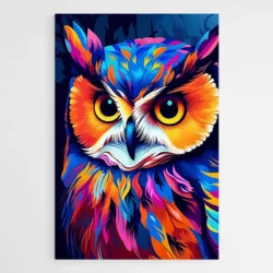 Tableau Hibou Colore Pop Art 1.webp