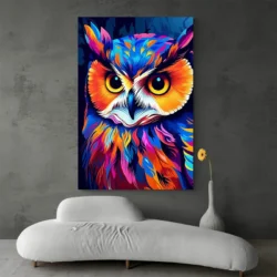 Tableau Hibou Colore Pop Art portrait 2 3 3.webp