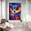 Tableau Hibou Colore Pop Art portrait 2 3 4.webp