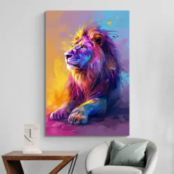 Tableau Lion Colore portrait 2 3 2.webp