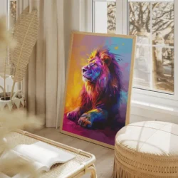 Tableau Lion Colore portrait 2 3 3.webp