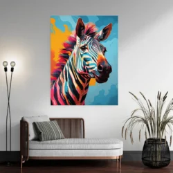 Tableau Pop Art Zebre portrait 3 4 2.webp