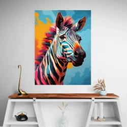 Tableau Pop Art Zebre portrait 3 4 3.webp