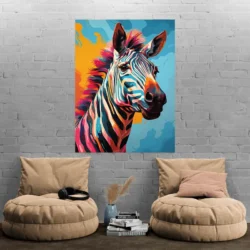 Tableau Pop Art Zebre portrait 3 4 4.webp