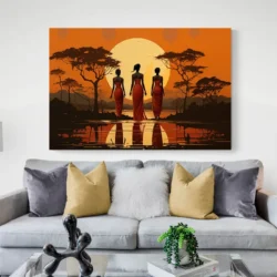 Tableau Silhouette Africaine paysage 3 2 2.webp