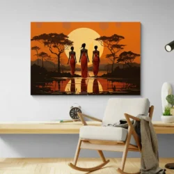 Tableau Silhouette Africaine paysage 3 2 3.webp