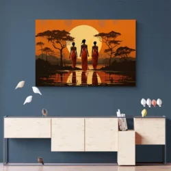 Tableau Silhouette Africaine paysage 3 2 4.webp