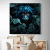 Tableau Singe Bleu carre 2.webp