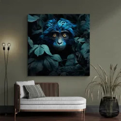 Tableau Singe Bleu carre 3.webp