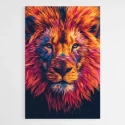Tableau Tete de Lion Multicolore 1.webp