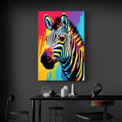 Tableau Zebre colore portrait 2 3 2.webp