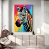 Tableau Zebre colore portrait 2 3 3.webp