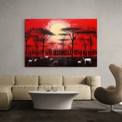 Tableau africain rouge paysage 3 2 3.webp