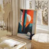 Tableau architecture abstrait orange et bleu portrait 2 3 2.webp