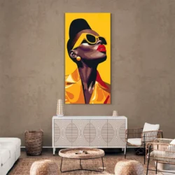 Tableau femme afro jaune portrait 1 2 3.webp