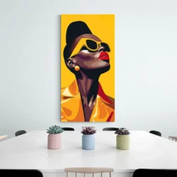 Tableau femme afro jaune portrait 1 2 4.webp