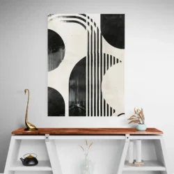 Tableau geometrie abstraite noir et blanc portrait 3 4 2.webp