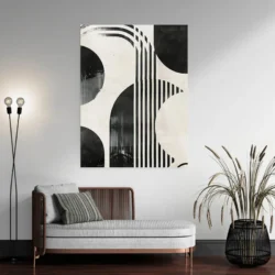 Tableau geometrie abstraite noir et blanc portrait 3 4 4.webp