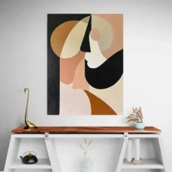 Tableau minimaliste beige et noir portrait 3 4 2.webp