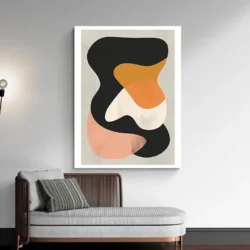 Tableau minimaliste noir et jaune portrait 3 4 3.webp