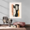 Tableau minimaliste rose noir et jaune portrait 3 4 2.webp