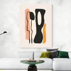 Tableau minimaliste rose noir et jaune portrait 3 4 3.webp
