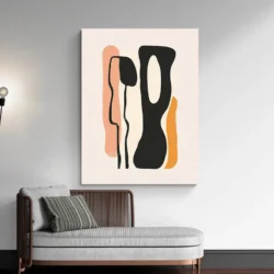 Tableau minimaliste rose noir et jaune portrait 3 4 4.webp