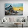 Tableau scandinave bleu et jaune paysage 3 2 4.webp