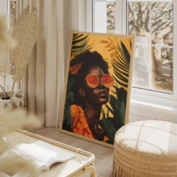 poster femme afro jaune et vert portrait 2 3 3.webp