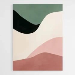tableau abstrait minimaliste noir rose et beige 1.webp