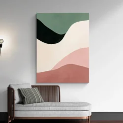 tableau abstrait minimaliste noir rose et beige portrait 3 4 2.webp